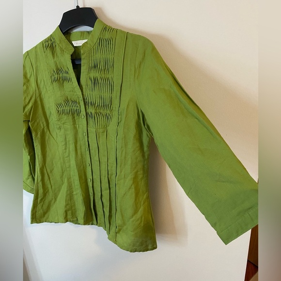 Tweeds Women’s Linen Blend Lime Green Women's Top size medium - Picture 3 of 8
